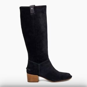 UGG Arana Nordstrom Knee High Black Suede Leather Heeled Boots